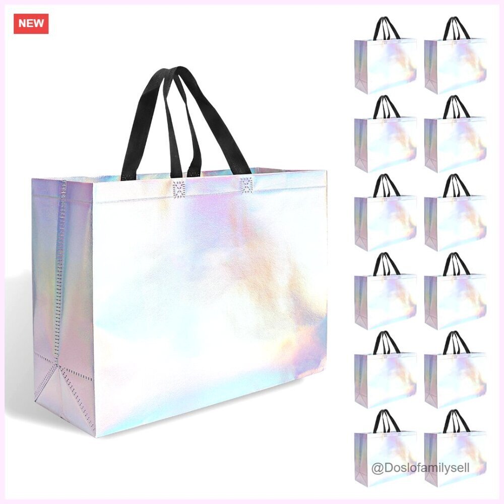 Reusable Polypropylene Gift Bags with Handles, Bulk 12-Pack